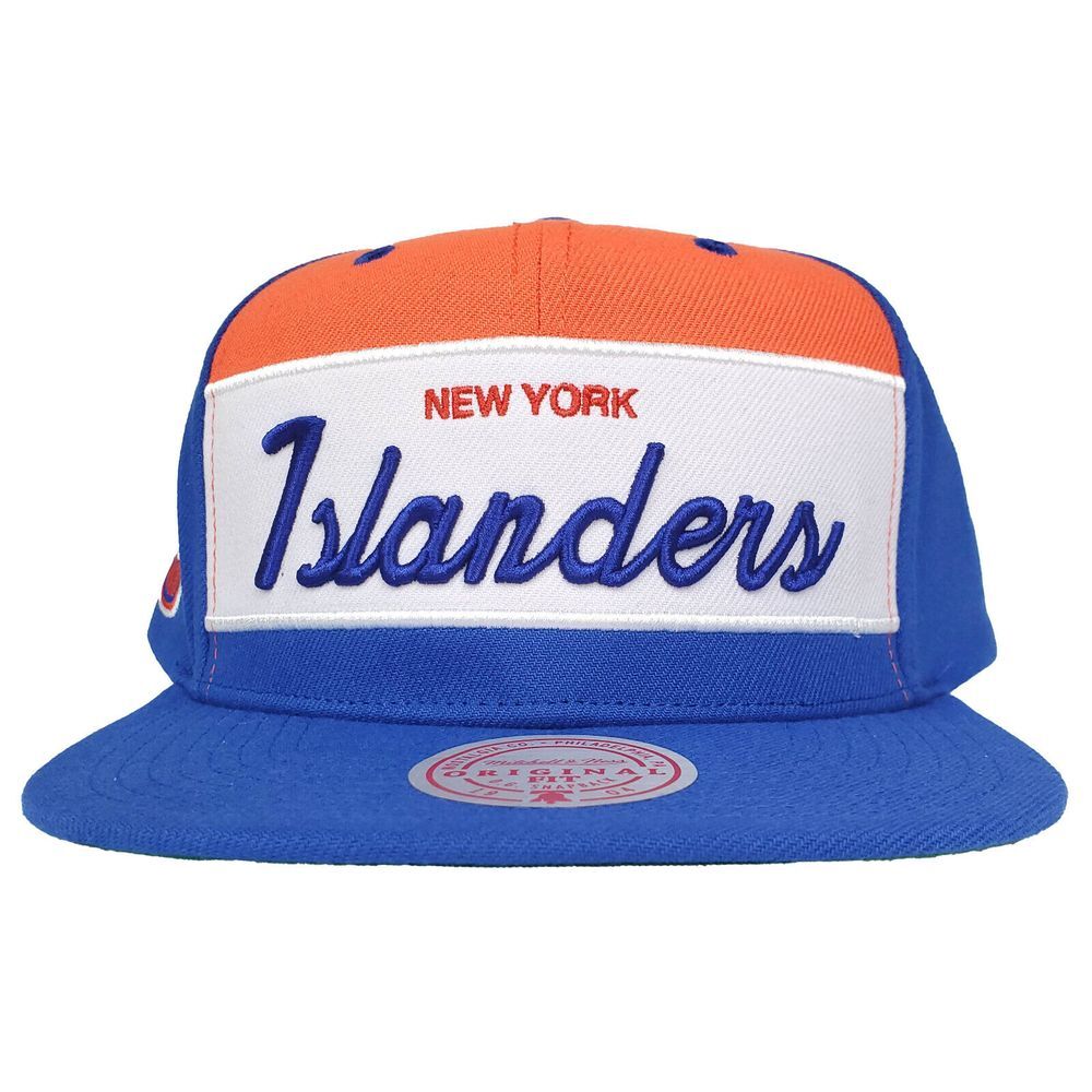 NY Islanders Mitchell & Ness NHL Snapback Hat Cap 3D‎ Logo Blue White Orange NWT